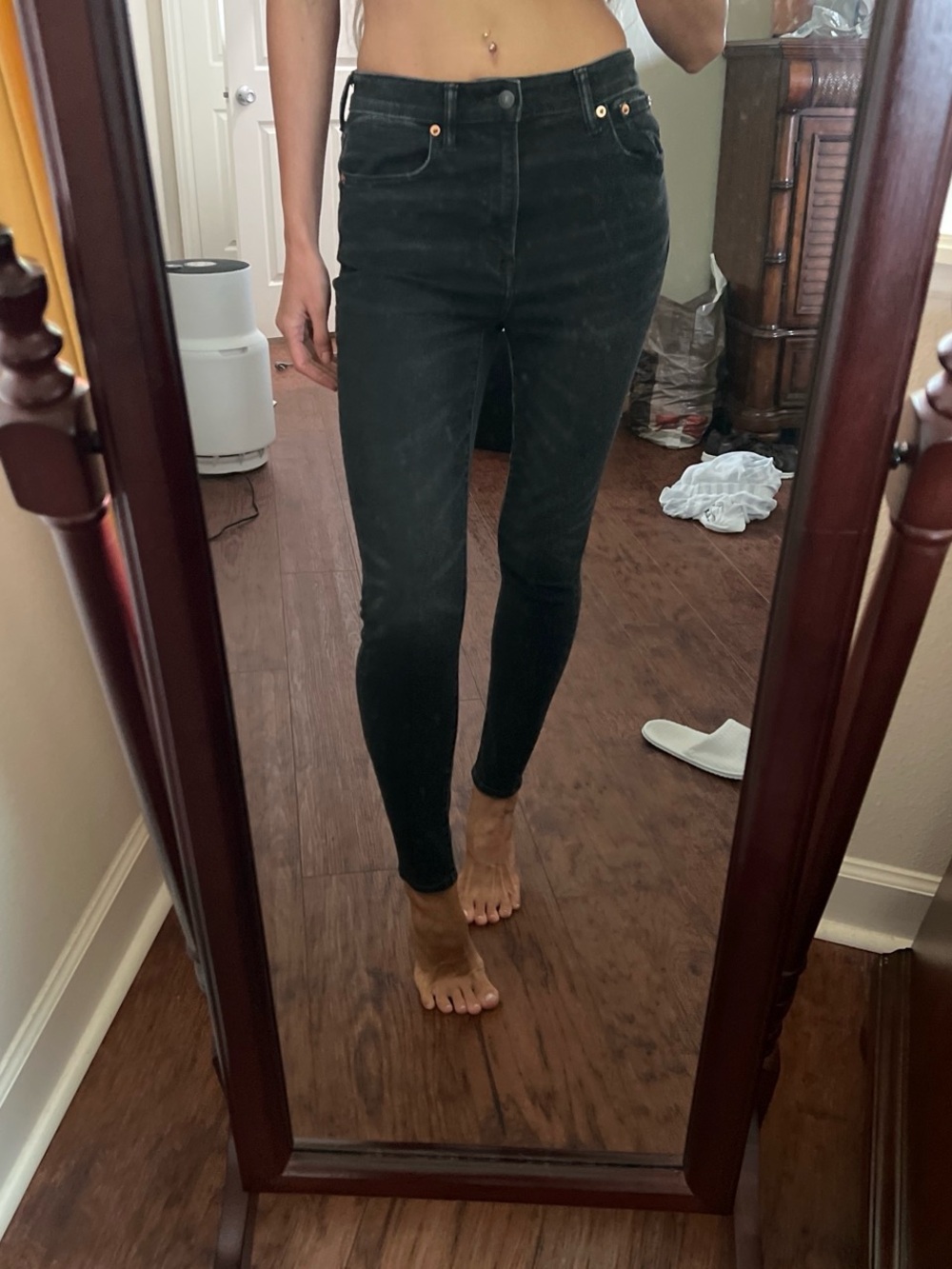 American Eagle Outfitters Black Skinny Mid-Rise Jeans